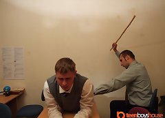 This brutal teacher makes fresh boys to jerk off and likes to watch it